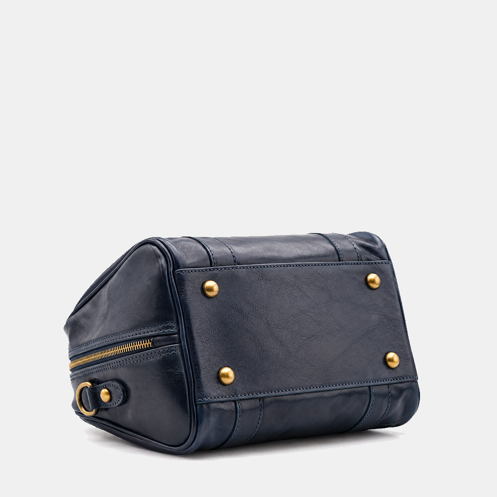 Bowler Bag ViaVerdi in Blue Leather Made in Italy – Line Firenze