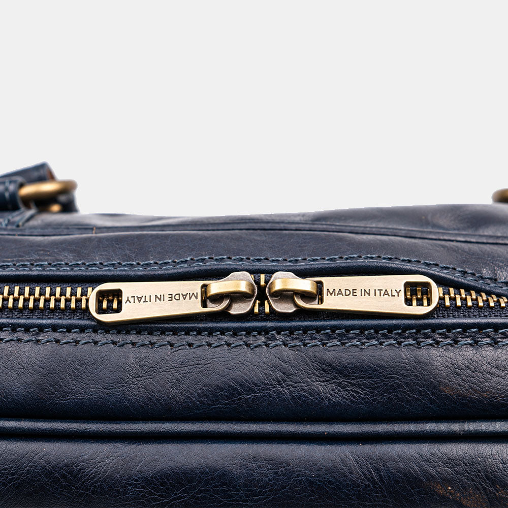 Bowler Bag ViaVerdi in Blue Leather Made in Italy – Line Firenze