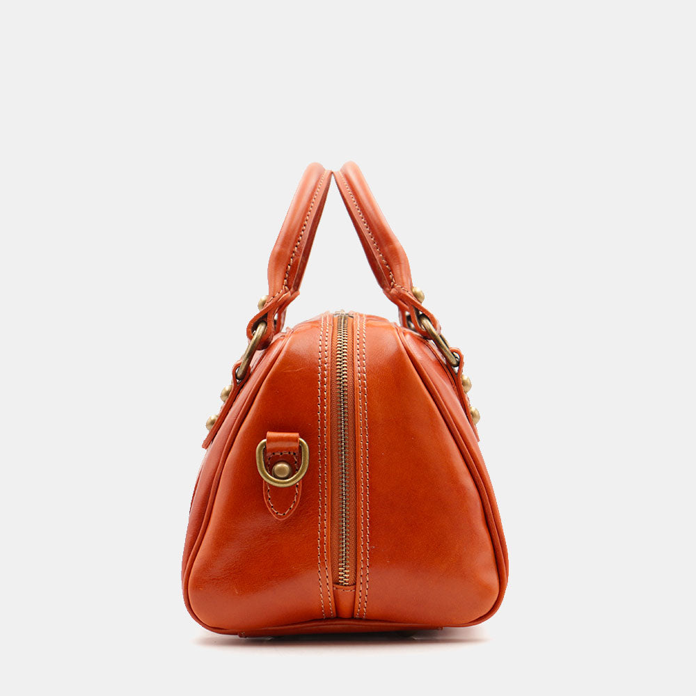 Bowlingtasche mit Henkeln Damen ViaVerdi aus Cognac Leder Made in Italy – Linie Firenze