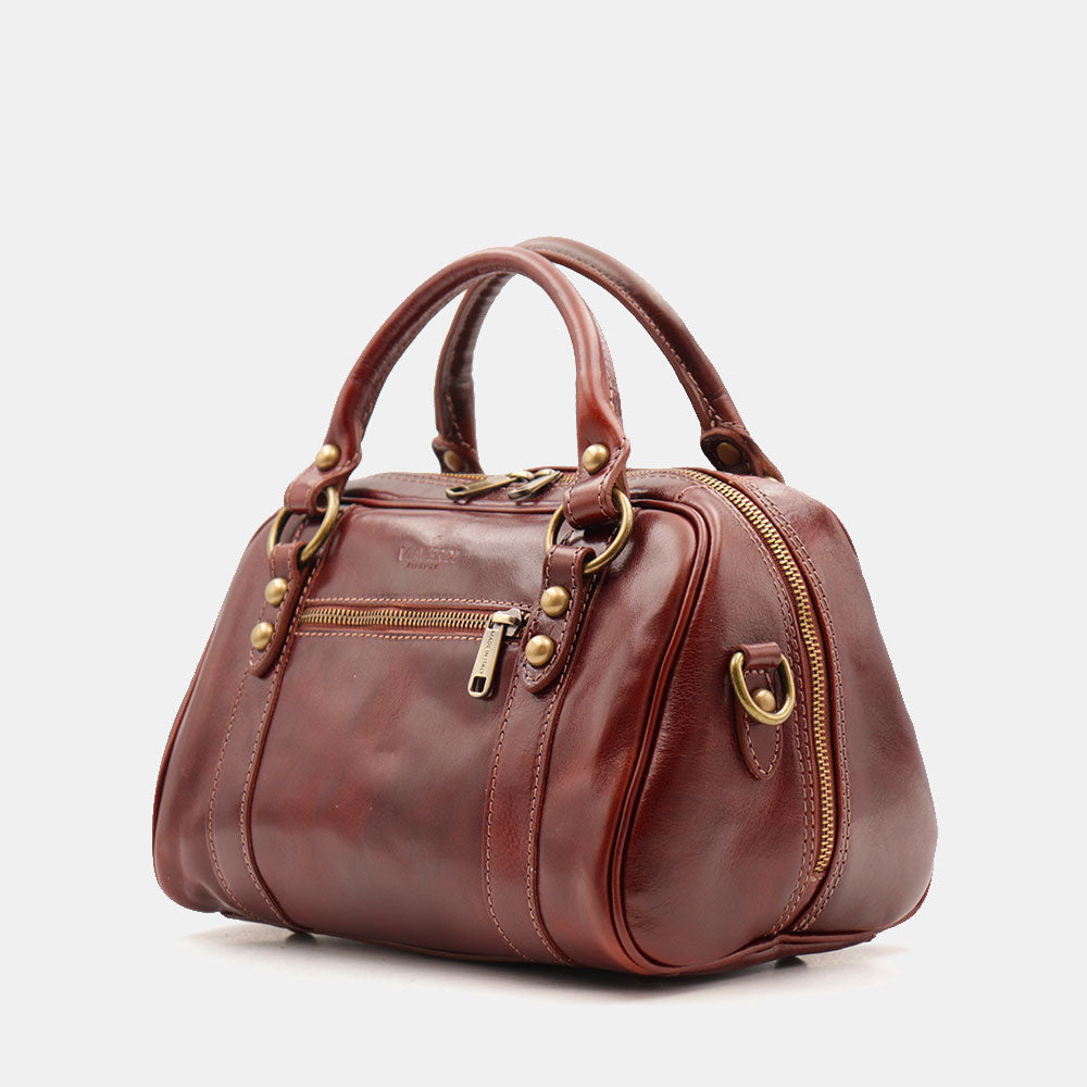 Borsa Bualetto a mano Donna VIAVERDI in Pelle Marrone Made in Italy linea Firenze