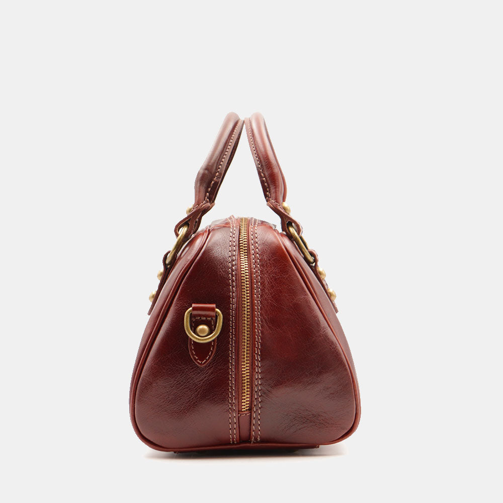 Borsa Bualetto a mano Donna VIAVERDI in Pelle Marrone Made in Italy linea Firenze
