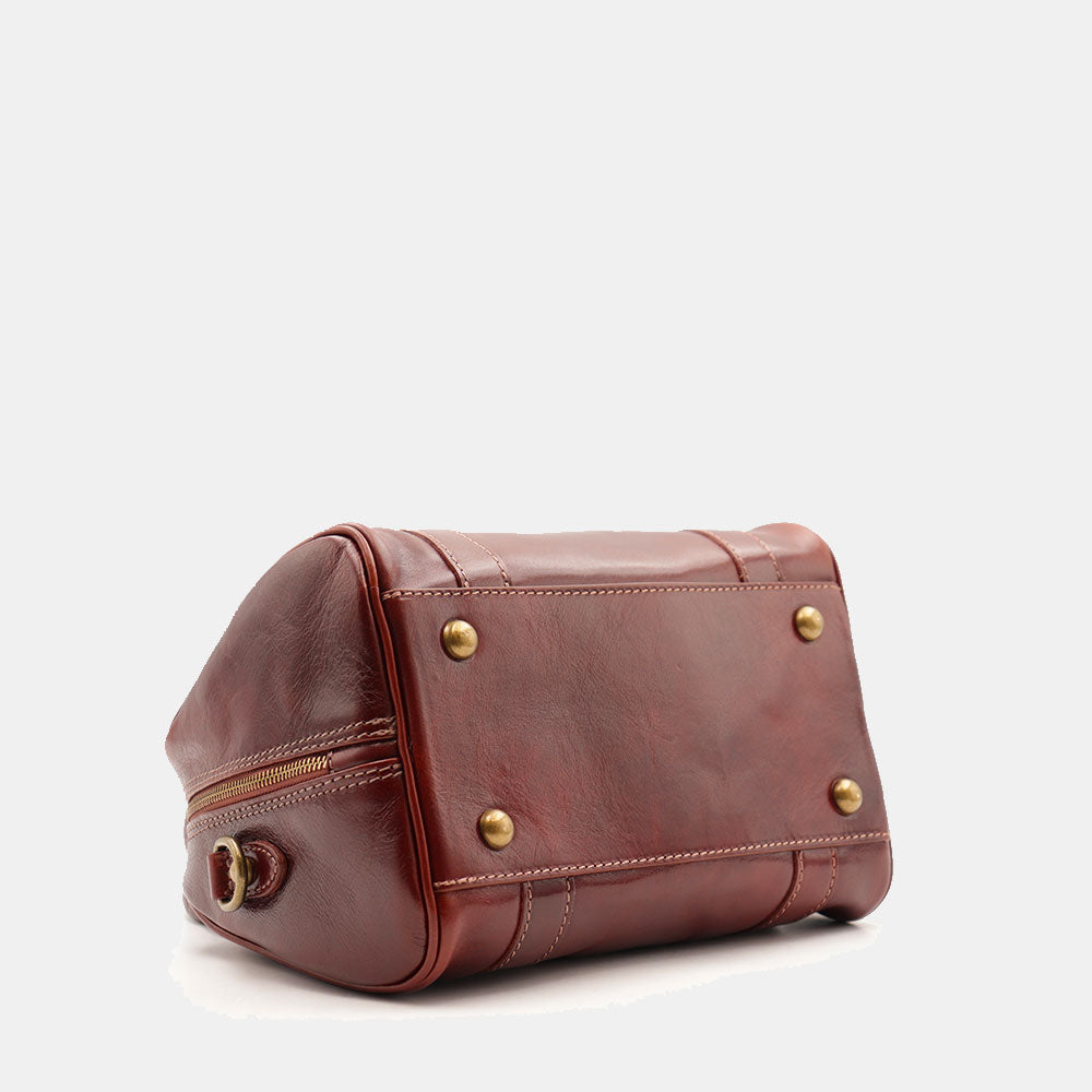 Borsa Bualetto a mano Donna VIAVERDI in Pelle Marrone Made in Italy linea Firenze