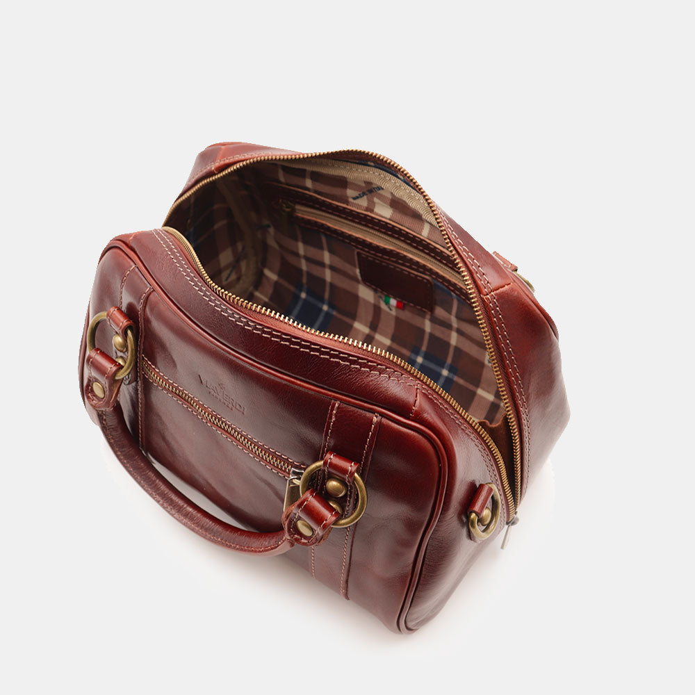 Borsa Bualetto a mano Donna VIAVERDI in Pelle Marrone Made in Italy linea Firenze
