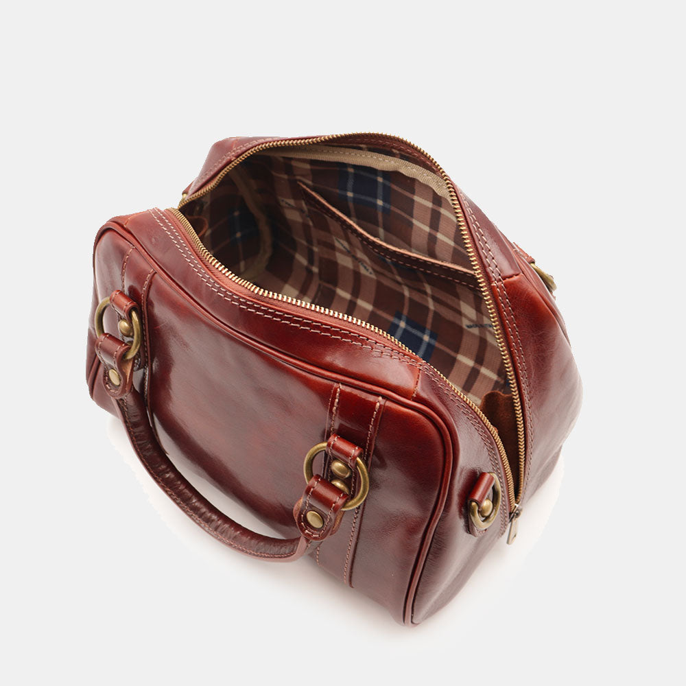 Borsa Bualetto a mano Donna VIAVERDI in Pelle Marrone Made in Italy linea Firenze