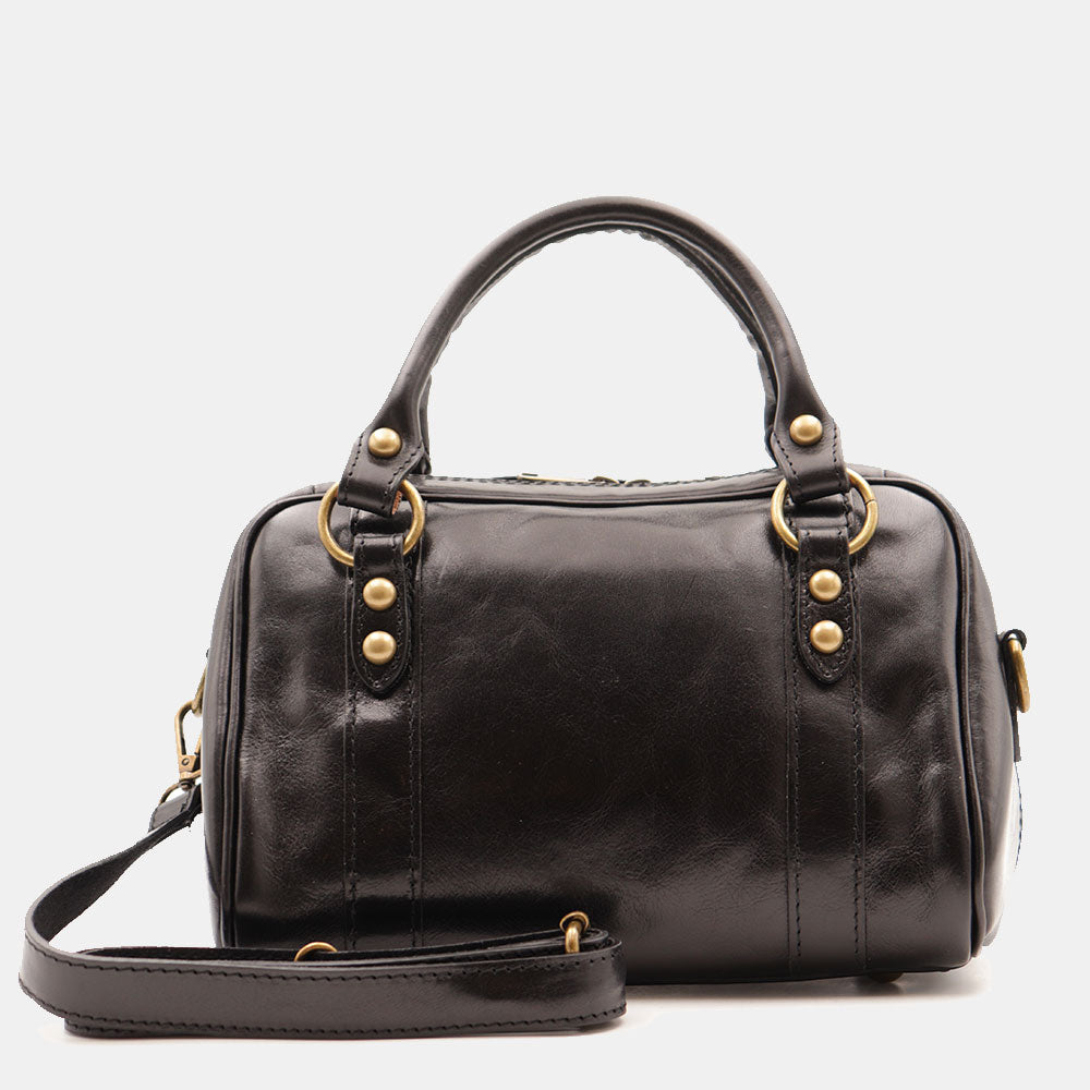 Borsa Bualetto a mano Donna VIAVERDI in Pelle Nera Made in Italy linea Firenze