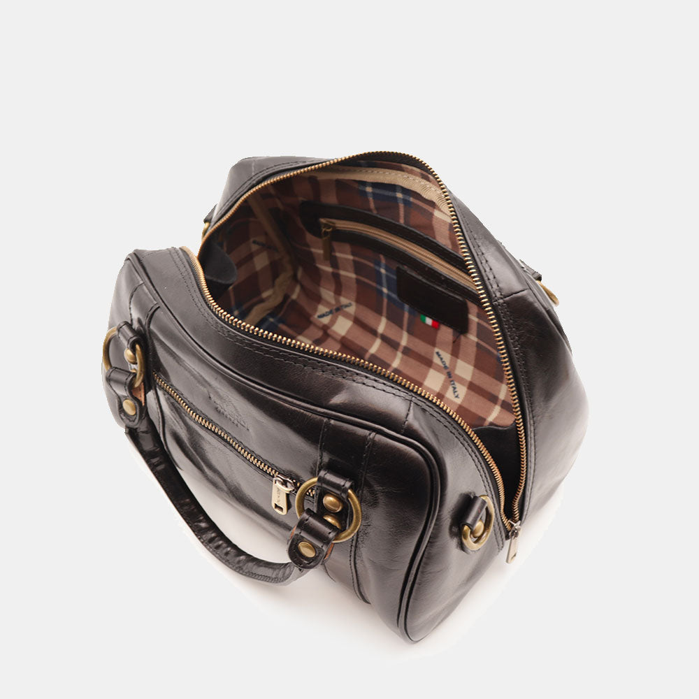 Borsa Bualetto a mano Donna VIAVERDI in Pelle Nera Made in Italy linea Firenze