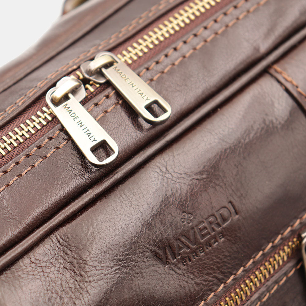 Borsa Bualetto a mano Donna VIAVERDI in Pelle Marrone Scuro Made in Italy linea Firenze