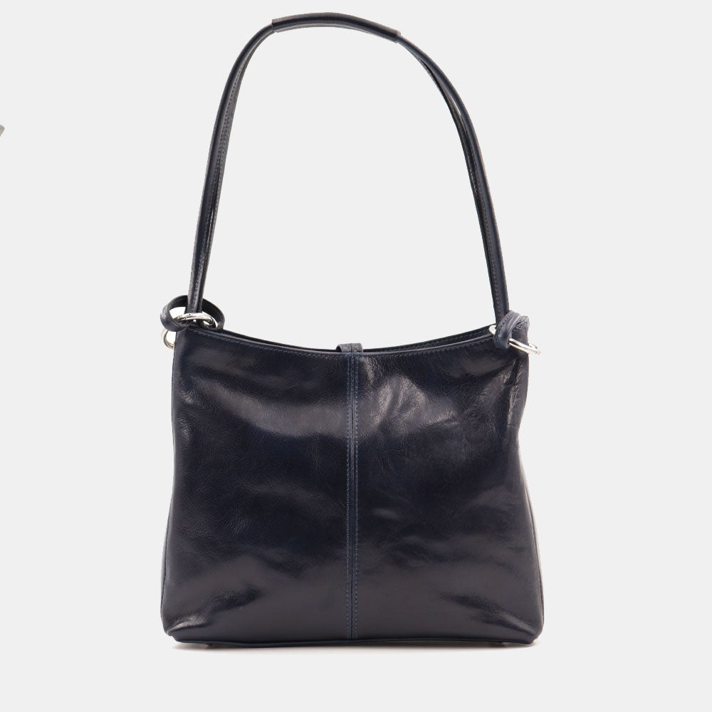 Borsa Hobo a Spalla VIAVERDI in Pelle Blu Made in Italy linea Firenze