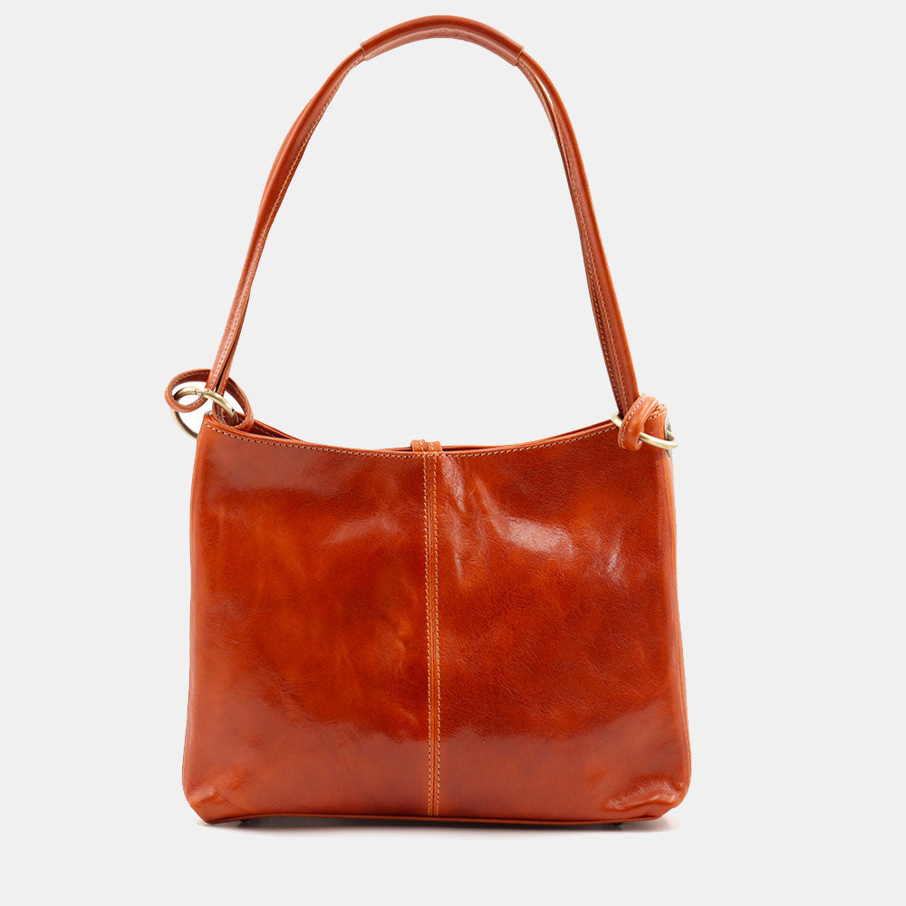 Borsa Hobo a Spalla VIAVERDI in Pelle Color Cuoio Made in Italy linea Firenze