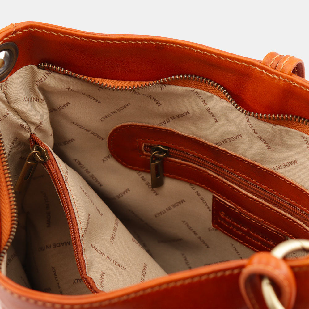 Borsa Hobo a Spalla VIAVERDI in Pelle Color Cuoio Made in Italy linea Firenze