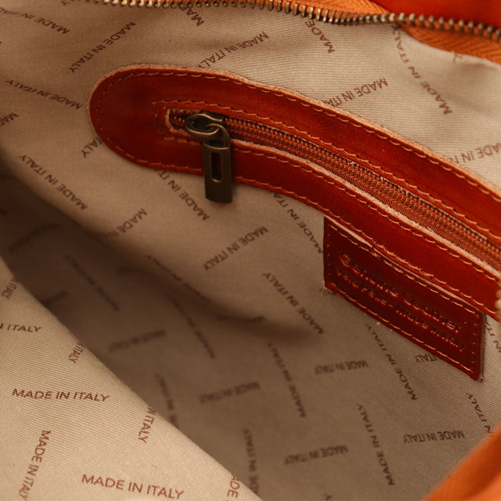 Borsa Hobo a Spalla VIAVERDI in Pelle Color Cuoio Made in Italy linea Firenze