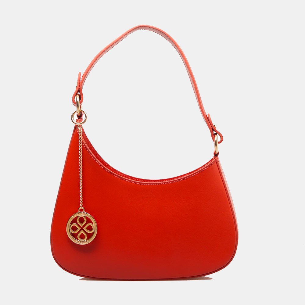 Borsa a Spalla VIAVERDI in Pelle Arancio Made in Italy linea Certaldo