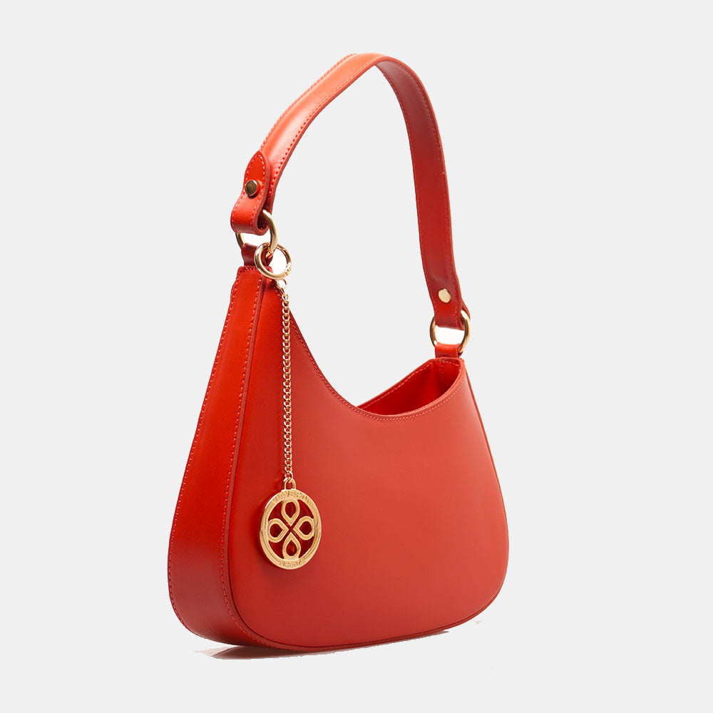 Borsa a Spalla VIAVERDI in Pelle Arancio Made in Italy linea Certaldo
