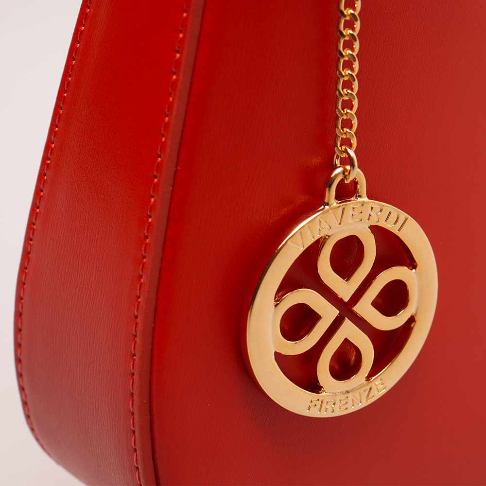 Borsa a Spalla VIAVERDI in Pelle Arancio Made in Italy linea Certaldo