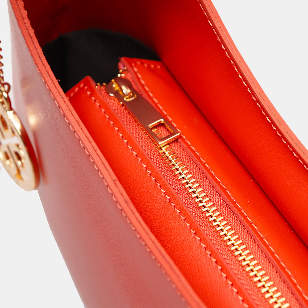 Borsa a Spalla VIAVERDI in Pelle Arancio Made in Italy linea Certaldo