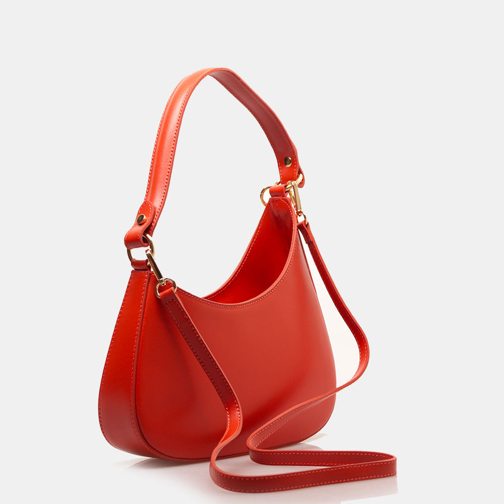 Borsa a Spalla VIAVERDI in Pelle Arancio Made in Italy linea Certaldo