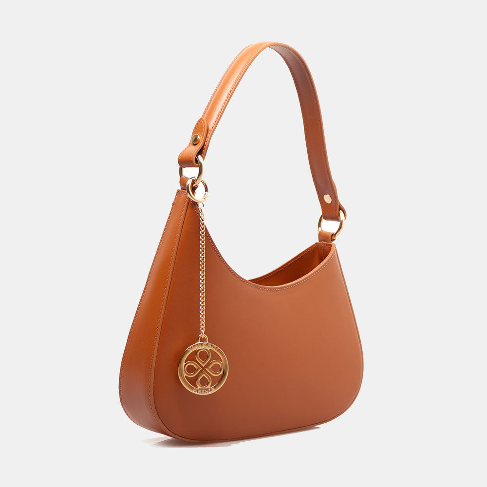 Borsa a Spalla VIAVERDI in Pelle color Cuoio Made in Italy linea Certaldo