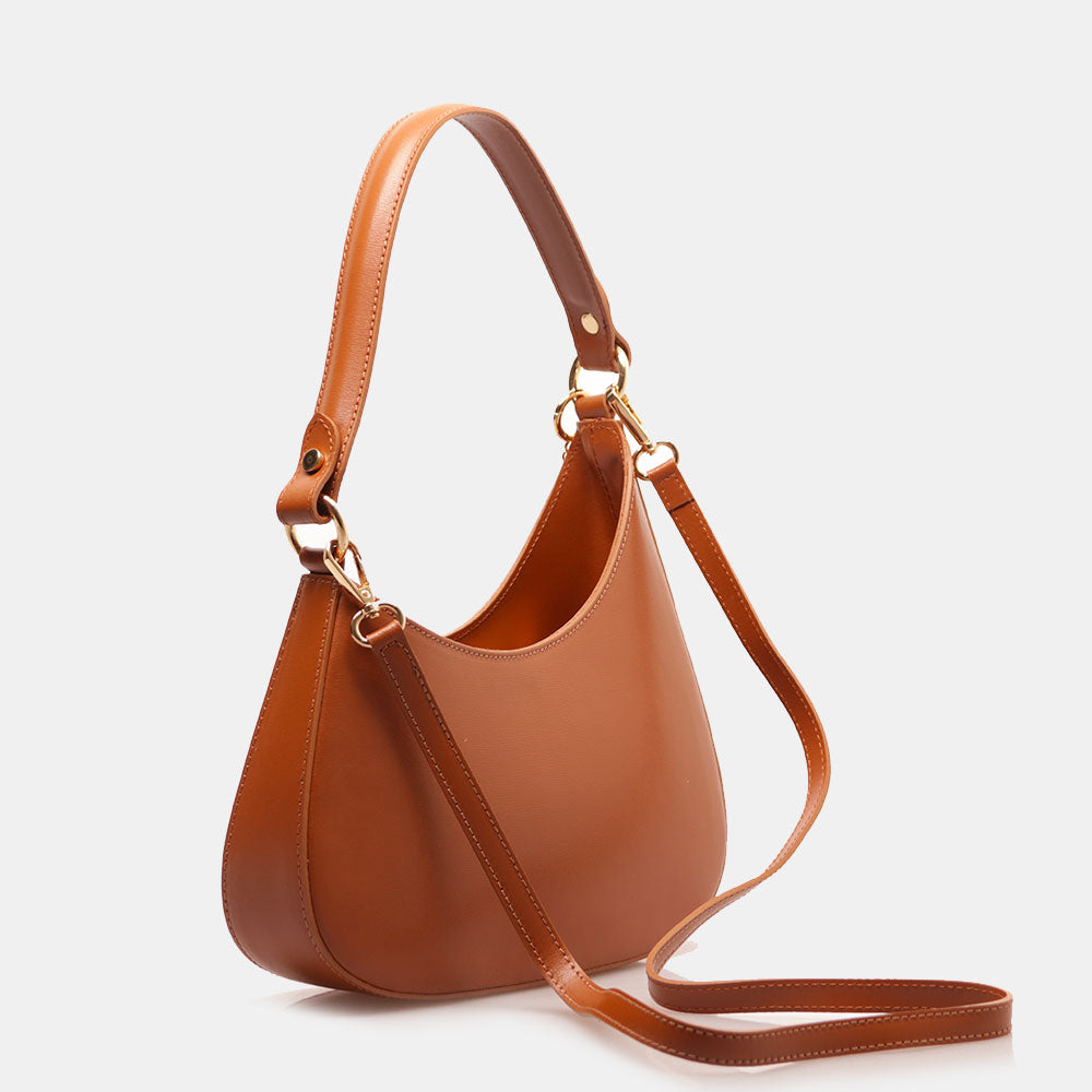 Borsa a Spalla VIAVERDI in Pelle color Cuoio Made in Italy linea Certaldo