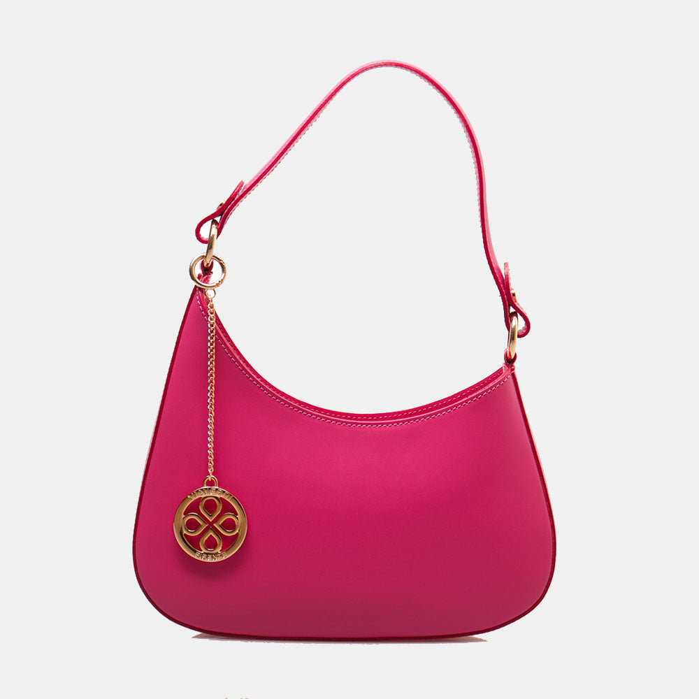 Borsa a Spalla VIAVERDI in Pelle Fucsia Made in Italy linea Certaldo