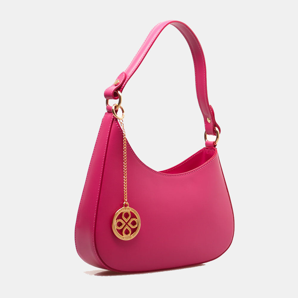 Borsa a Spalla VIAVERDI in Pelle Fucsia Made in Italy linea Certaldo