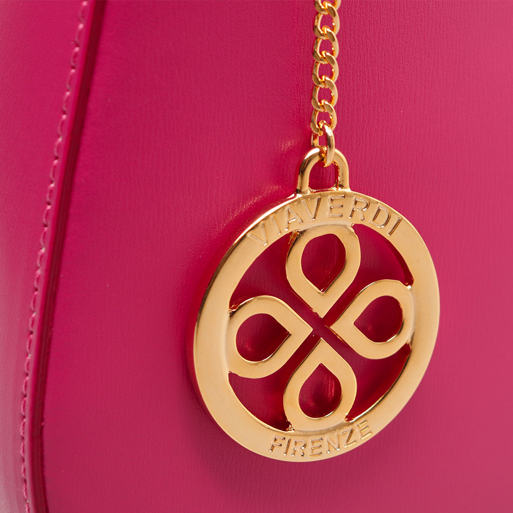 Borsa a Spalla VIAVERDI in Pelle Fucsia Made in Italy linea Certaldo