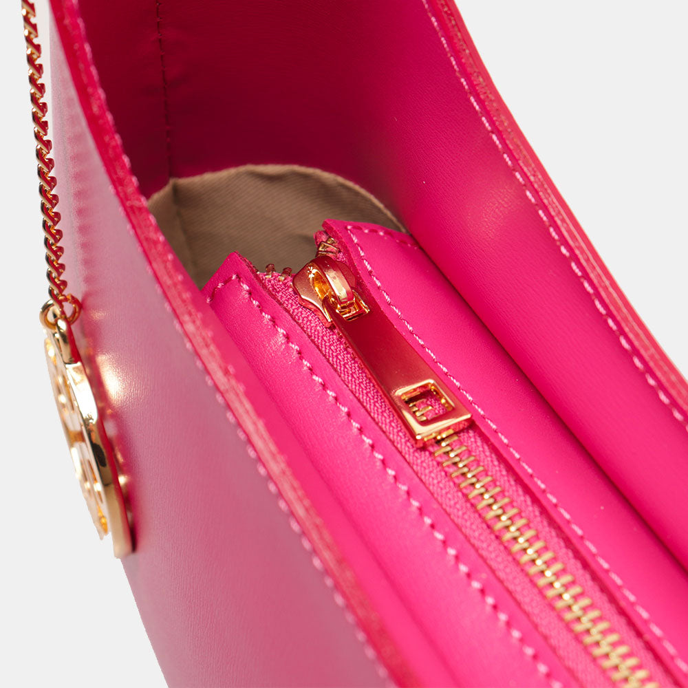 Borsa a Spalla VIAVERDI in Pelle Fucsia Made in Italy linea Certaldo