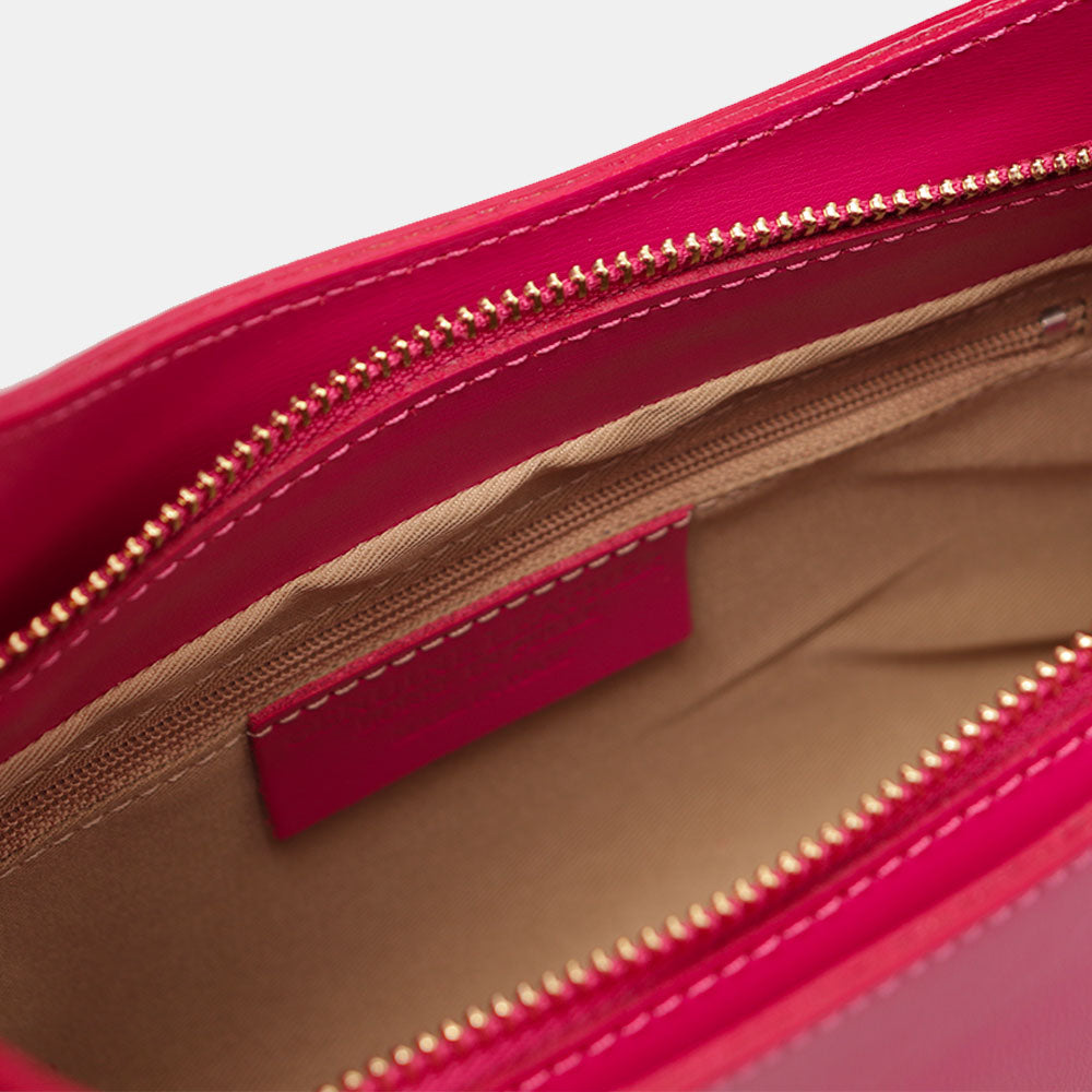 Borsa a Spalla VIAVERDI in Pelle Fucsia Made in Italy linea Certaldo