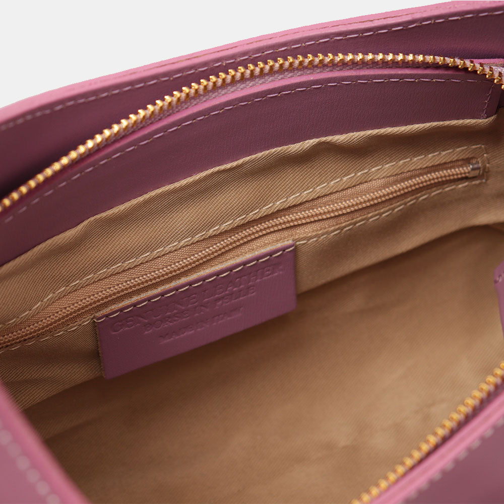 Borsa a Spalla VIAVERDI in Pelle Lilla Made in Italy linea Certaldo