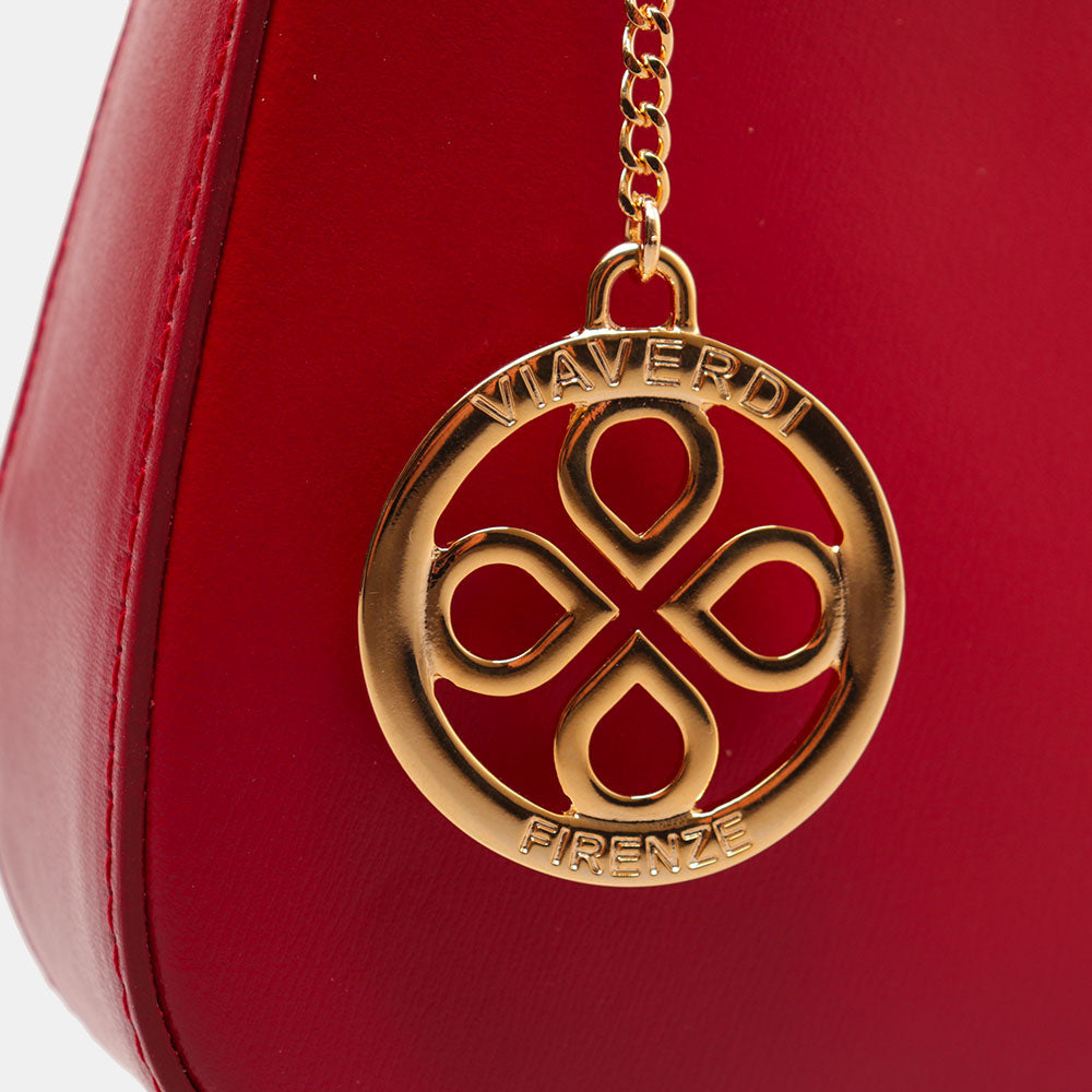 Borsa a Spalla VIAVERDI in Pelle Rossa Made in Italy linea Certaldo
