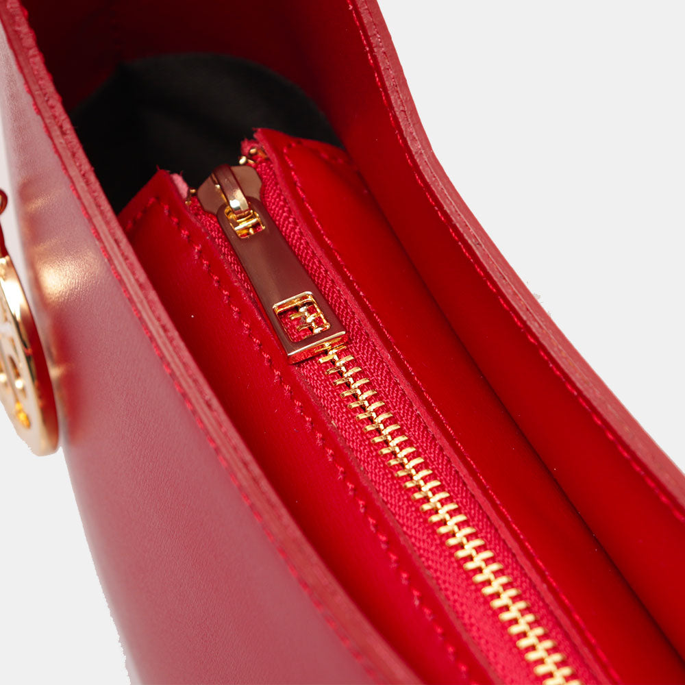 Borsa a Spalla VIAVERDI in Pelle Rossa Made in Italy linea Certaldo