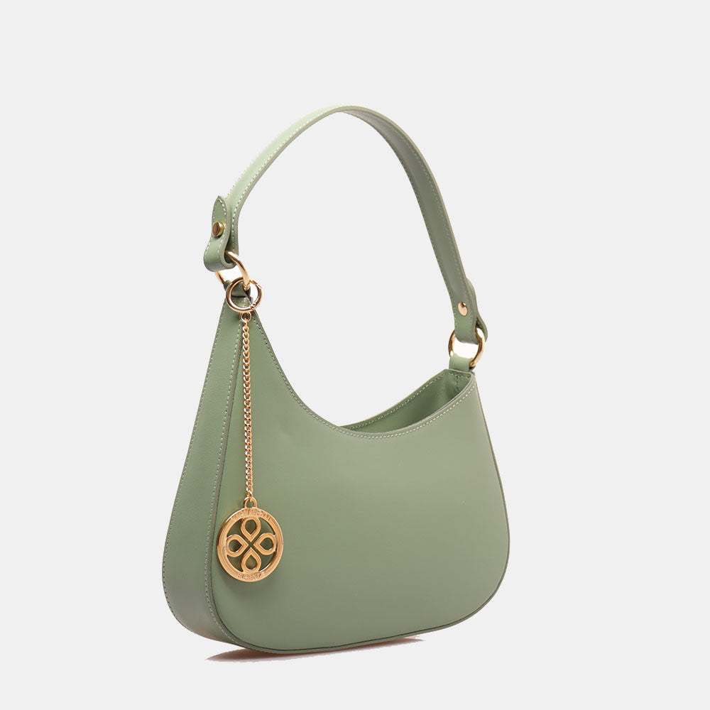 Borsa a Spalla VIAVERDI in Pelle Verde Menta Made in Italy linea Certaldo