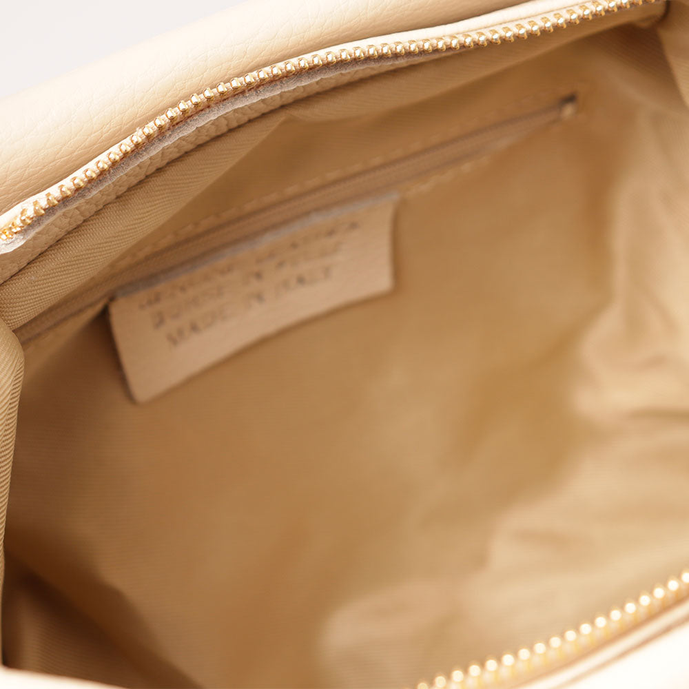 Borsa a Mano con Tracolla VIAVERDI in Pelle Beige Made in Italy linea Castiglione
