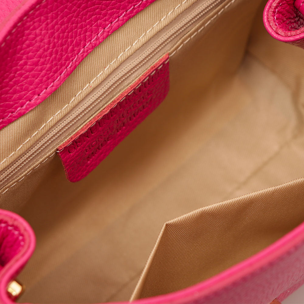 Borsa a Mano con Tracolla VIAVERDI in Pelle Fucsia Made in Italy linea Fiesole