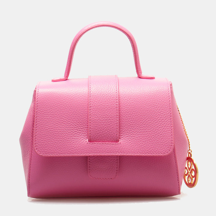 Borsa a Mano con Tracolla VIAVERDI in Pelle Rosa Made in Italy linea Fiesole