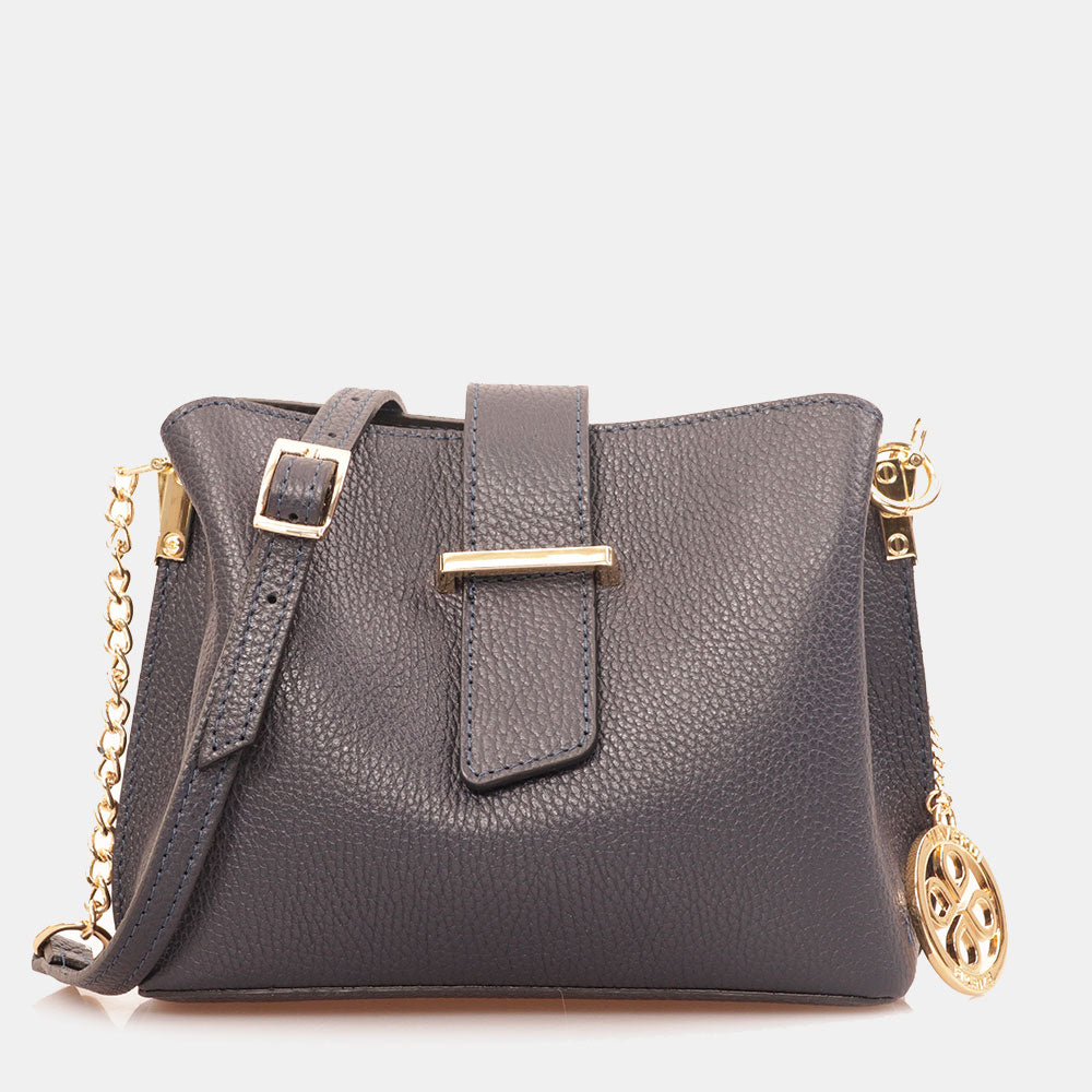 Borsa a Spalla VIAVERDI in Pelle Blu Made in Italy linea