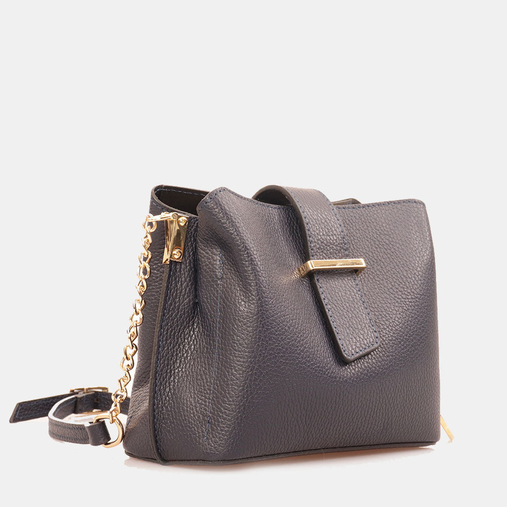 Borsa a Spalla VIAVERDI in Pelle Blu Made in Italy linea