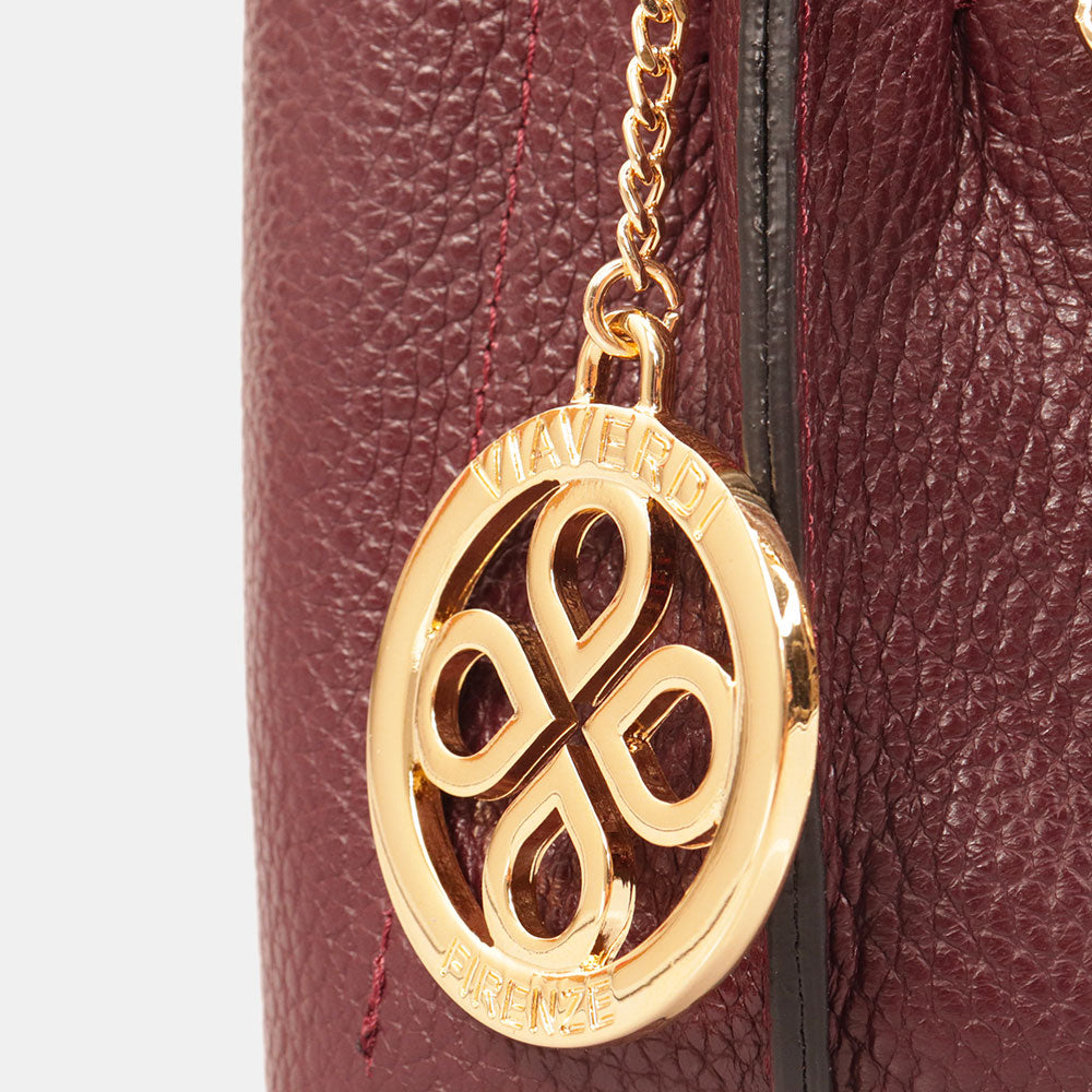 Borsa a Spalla VIAVERDI in Pelle Bordeaux Made in Italy