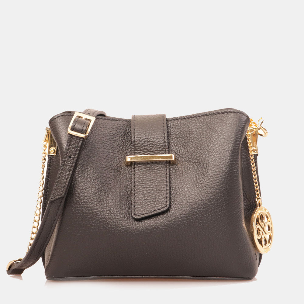 Borsa a Spalla VIAVERDI in Pelle Nera Made in Italy