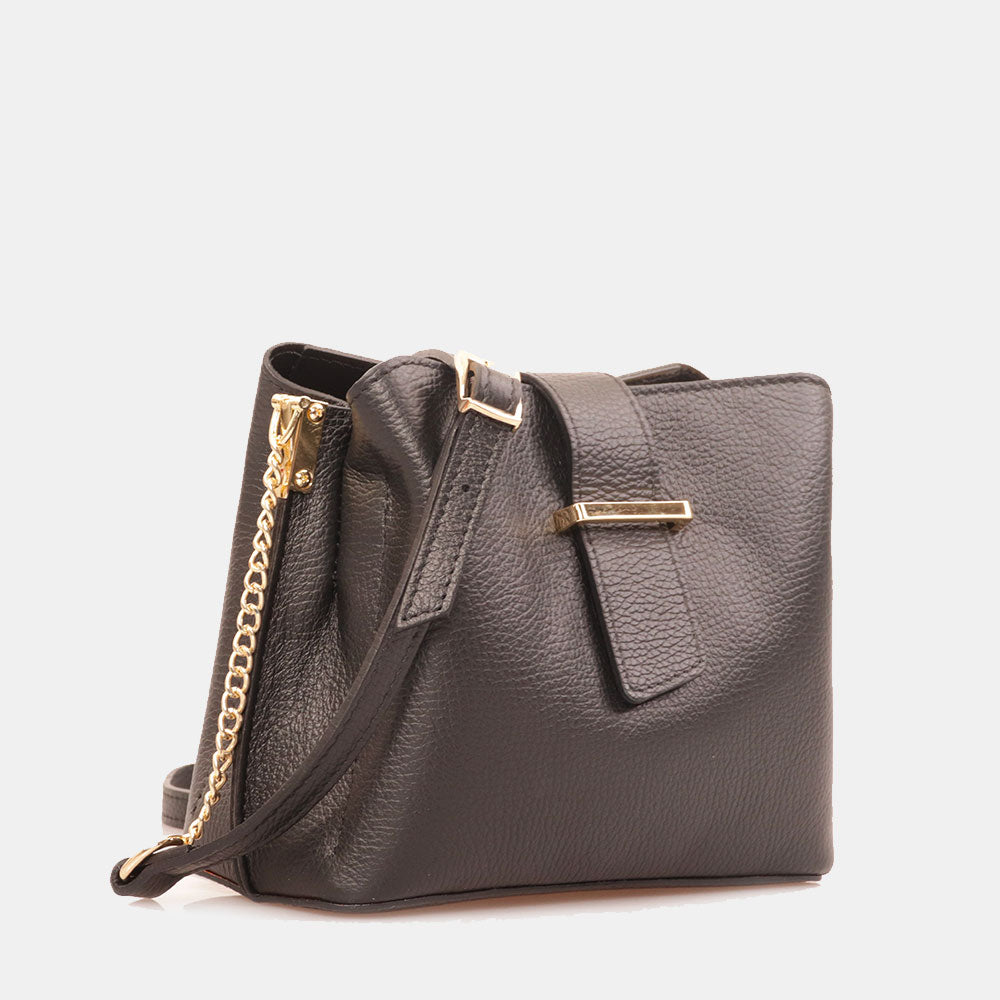 Borsa a Spalla VIAVERDI in Pelle Nera Made in Italy