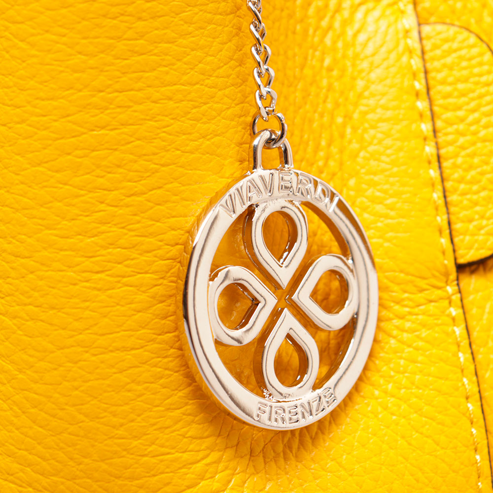 Borsa Secchiello con Tracolla VIAVERDI in Pelle Gialla Made in Italy linea Capalbio