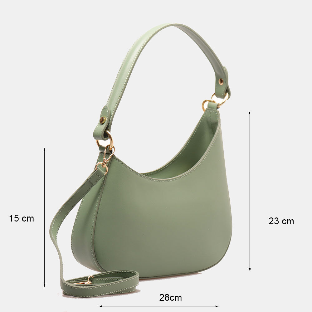 Borsa a Spalla VIAVERDI in Pelle Verde Menta Made in Italy linea Certaldo