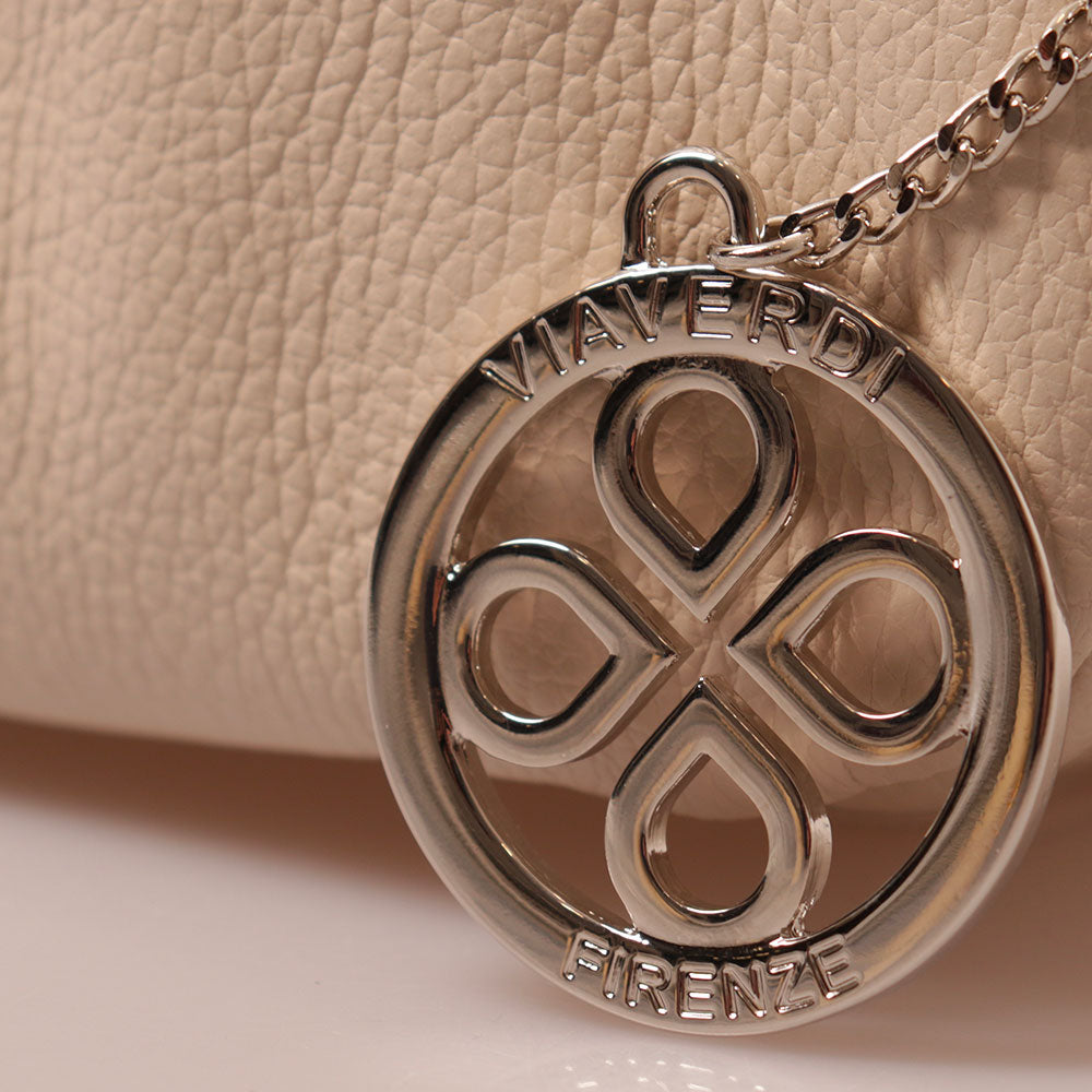 Borsa a Mano con Tracolla VIAVERDI in Pelle Beige Made in Italy linea Barga