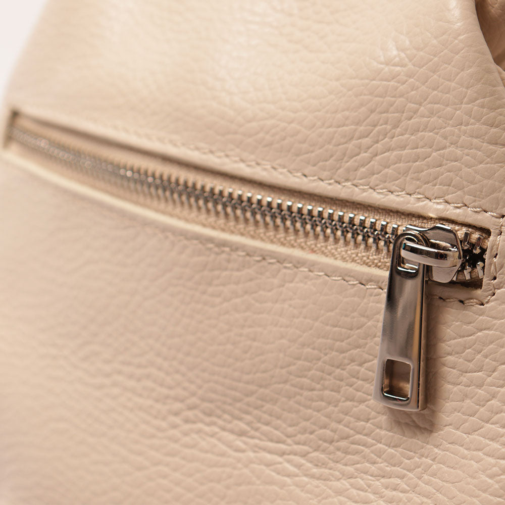 Borsa a Mano con Tracolla VIAVERDI in Pelle Beige Made in Italy linea Barga