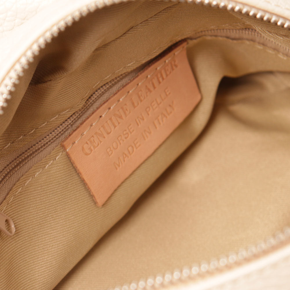 Borsa a Mano con Tracolla VIAVERDI in Pelle Beige Made in Italy linea Barga