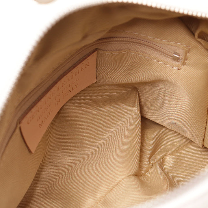 Borsa a Mano con Tracolla VIAVERDI in Pelle Bianca Made in Italy linea Barga