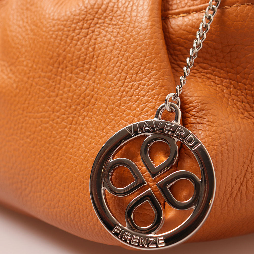 Borsa a Mano con Tracolla VIAVERDI in Pelle Cuoio Made in Italy linea Barga