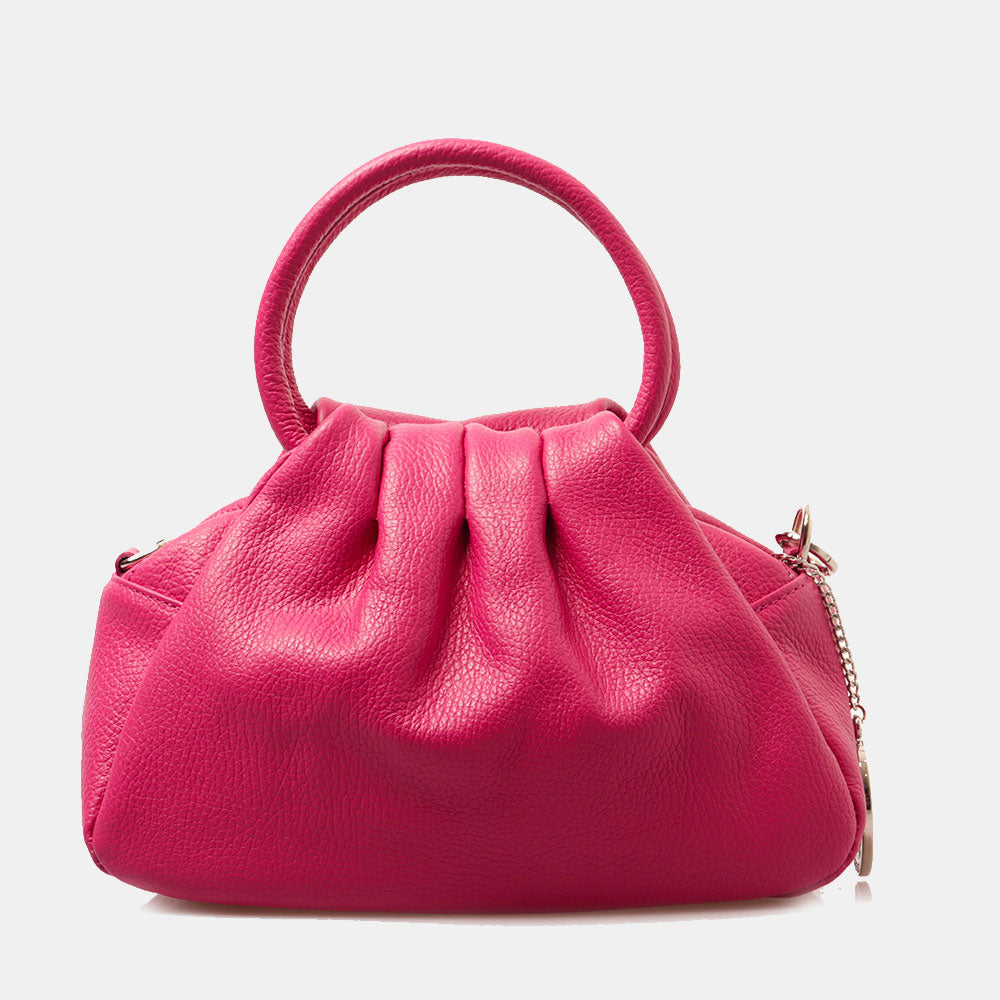 Borsa a Mano con Tracolla VIAVERDI in Pelle Fucsia Made in Italy linea Barga