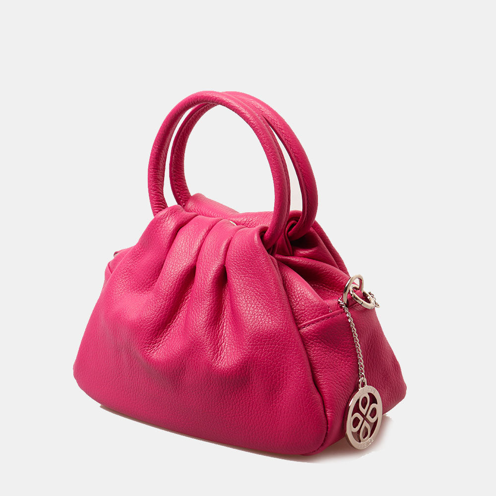 Borsa a Mano con Tracolla VIAVERDI in Pelle Fucsia Made in Italy linea Barga