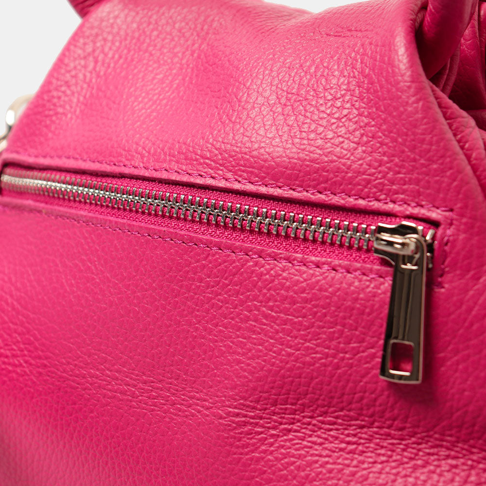 Borsa a Mano con Tracolla VIAVERDI in Pelle Fucsia Made in Italy linea Barga