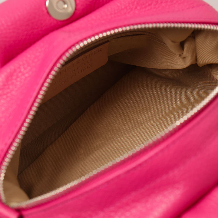 Borsa a Mano con Tracolla VIAVERDI in Pelle Fucsia Made in Italy linea Barga